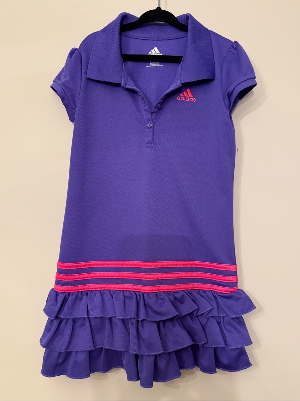 Adidas Girls Purple Ruffle Polo Dress Size 6 and Tracksuit Set Size 4T